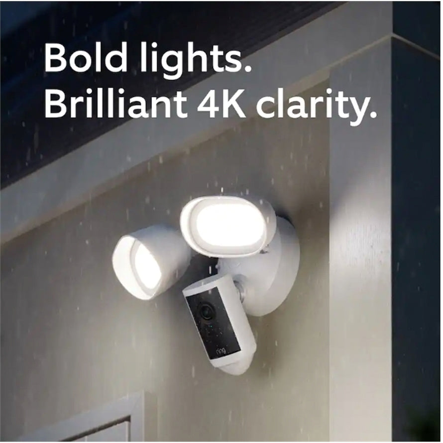 Ring - Floodlight Cam Pro (2nd Gen) 4K ultra-clear video, 10x Zoom, motion-activated- White-Wired