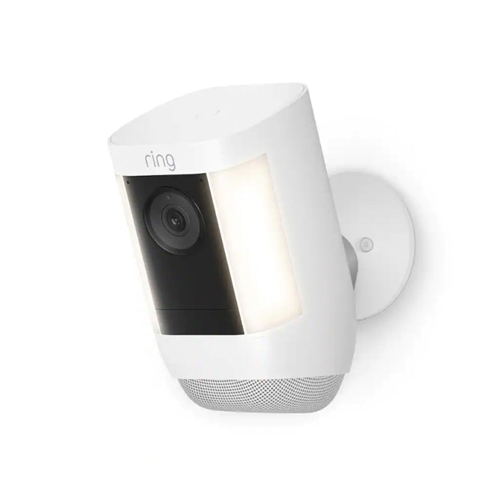 Spotlight Cam Pro, Battery with 2K Video and Ring Vision, LED Lights and 3D Motion - White