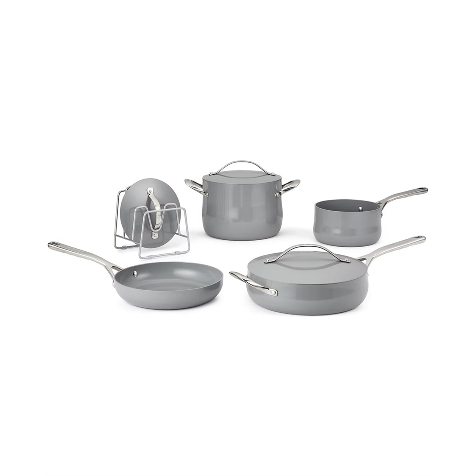 Cuisinart Culinary Collection 8-Pc. Nonstick Ceramic Cookware Set, Exclusively at Macy’s, Silver (New Open Box)