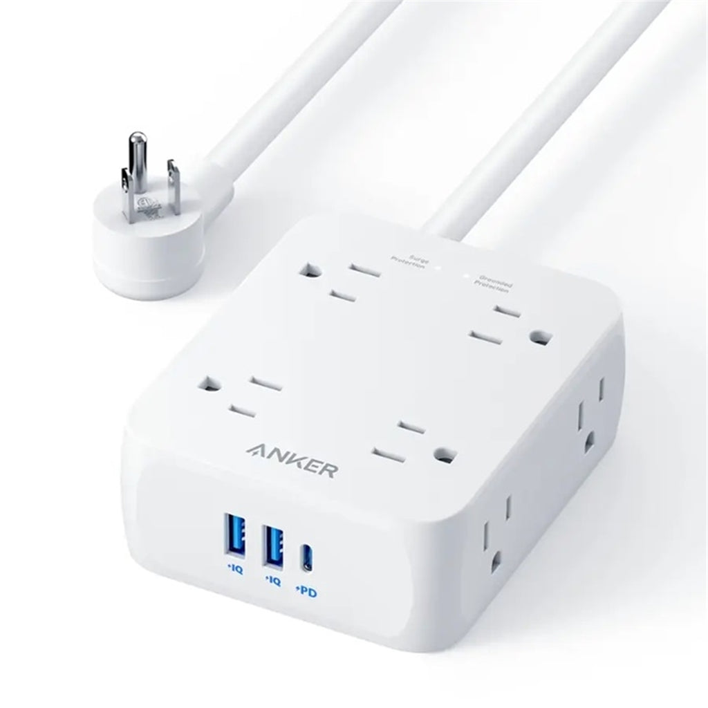 Anker A9183-123 8-Outlet 1875W 5 ft. Cord Surge Protector, White (New Open Box)