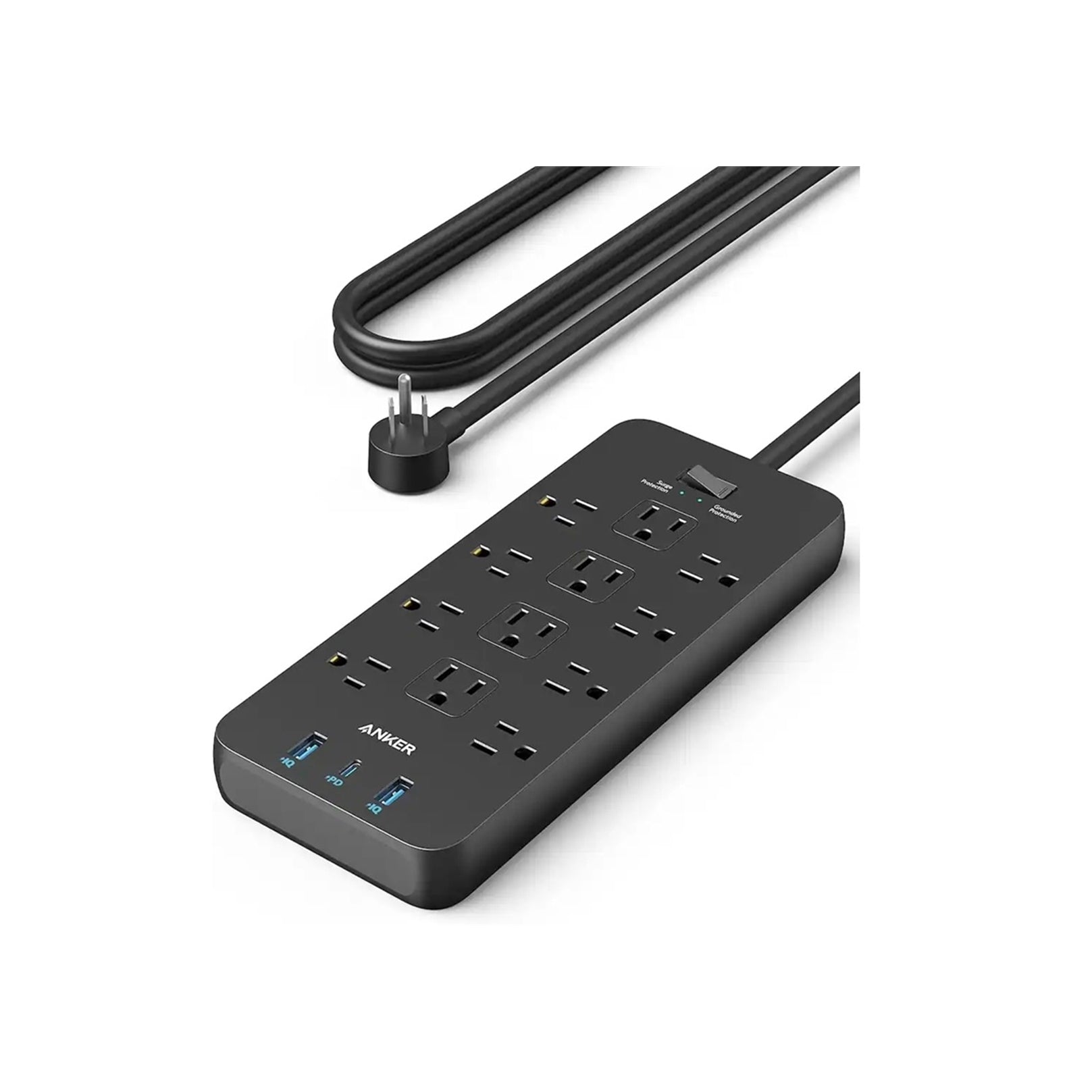 Anker A9192-115 6-Outlet 1875W 5 ft. Cord Surge Protector, Black (New Open Box)