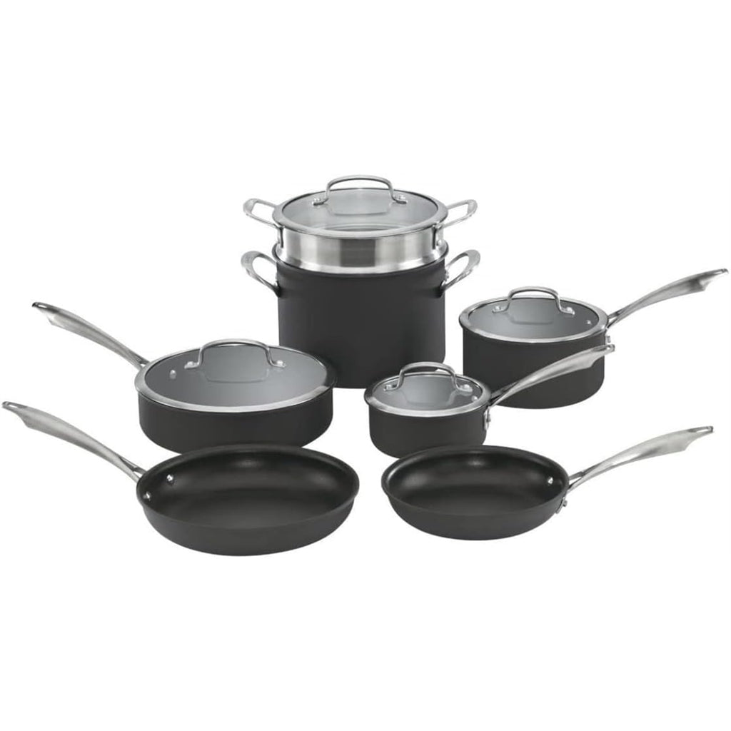 Cuisinart Anodized 11-Piece Cookware Set Dishwasher-Safe-Hard, Black (New Open Box)