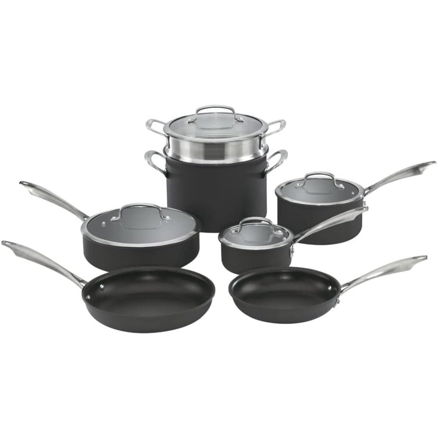 Cuisinart Anodized 11-Piece Cookware Set Dishwasher-Safe-Hard, Black (New Open Box)