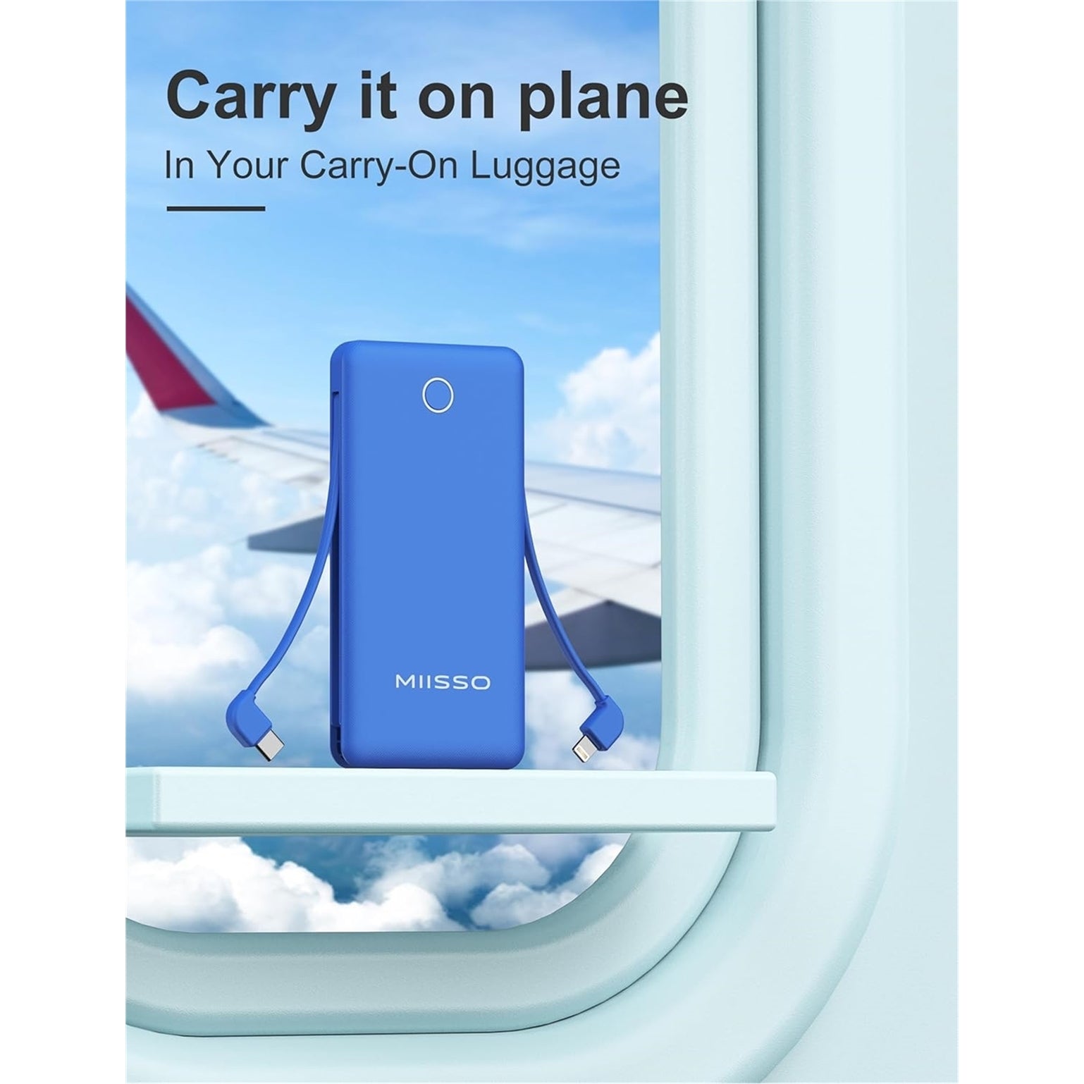 MIISSO 10K95 10000mAh 4-Port Power Bank, Blue (New Open Box)