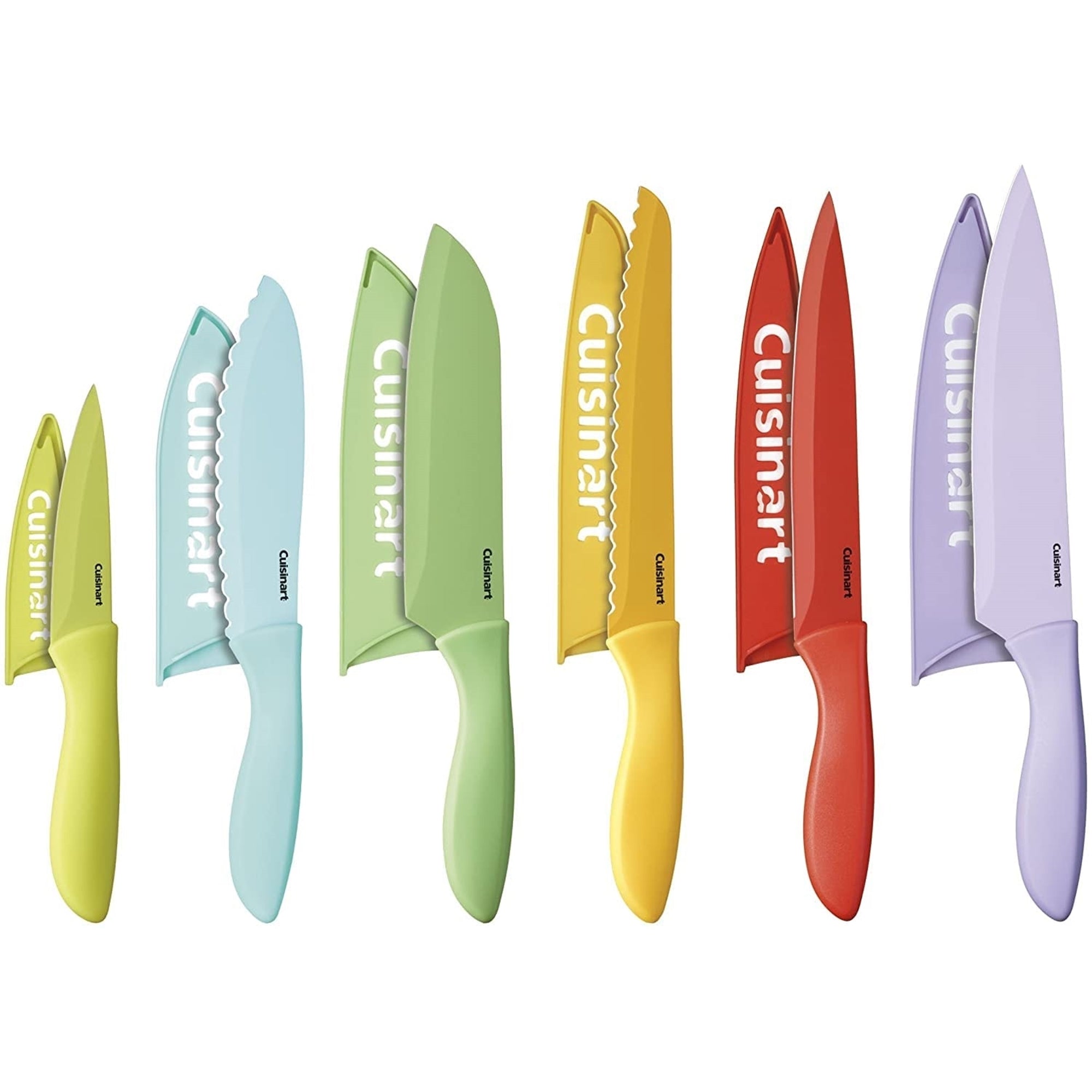 Cuisinart C55-12PCGW 12-Piece Ceramic Coated Color Knife Set with Blade Guards, Multi (New Open Box)