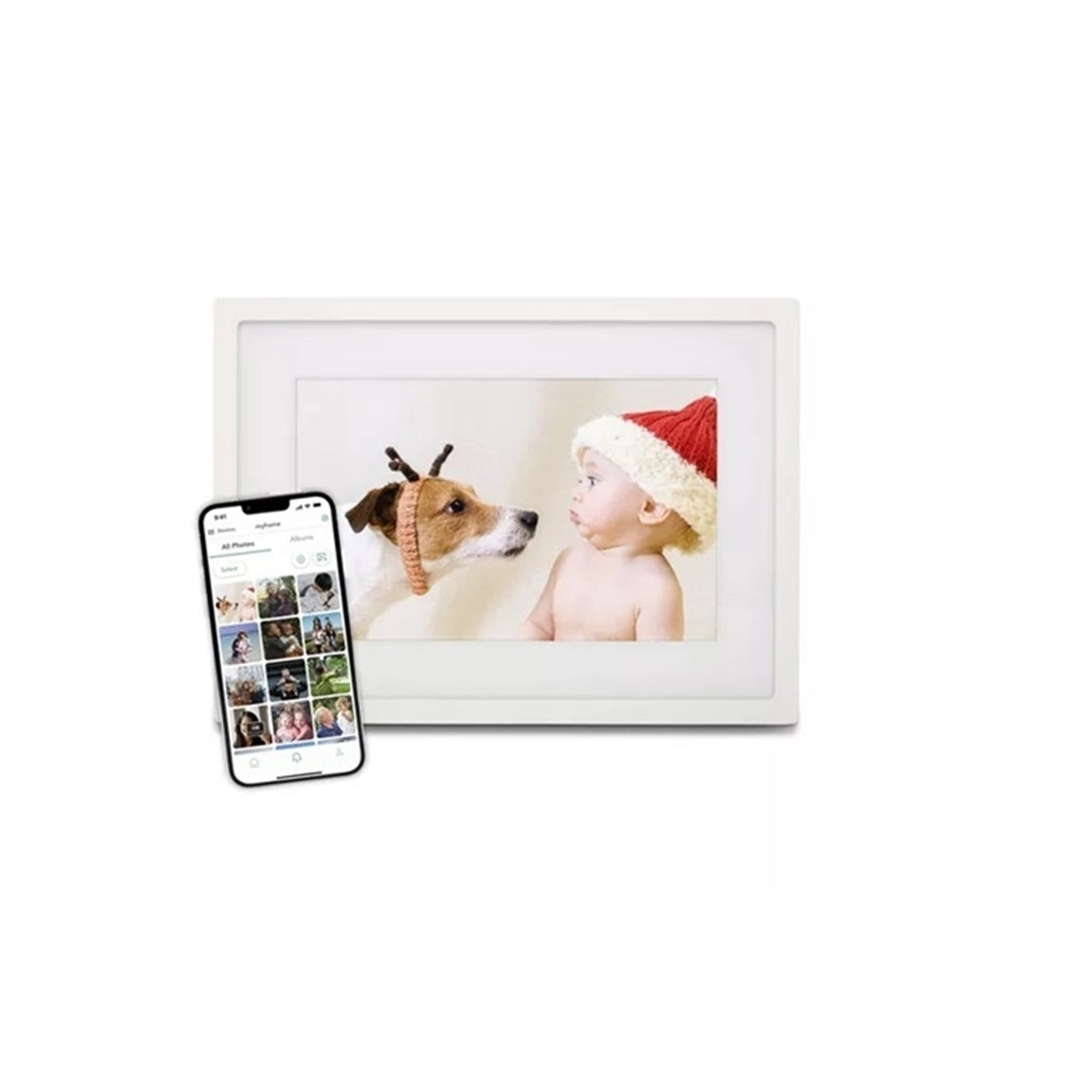 Skylight 100DBT 10" Digital Photo Frame - White: Wi-Fi Enabled Wall Mountable, Detachable Stand
