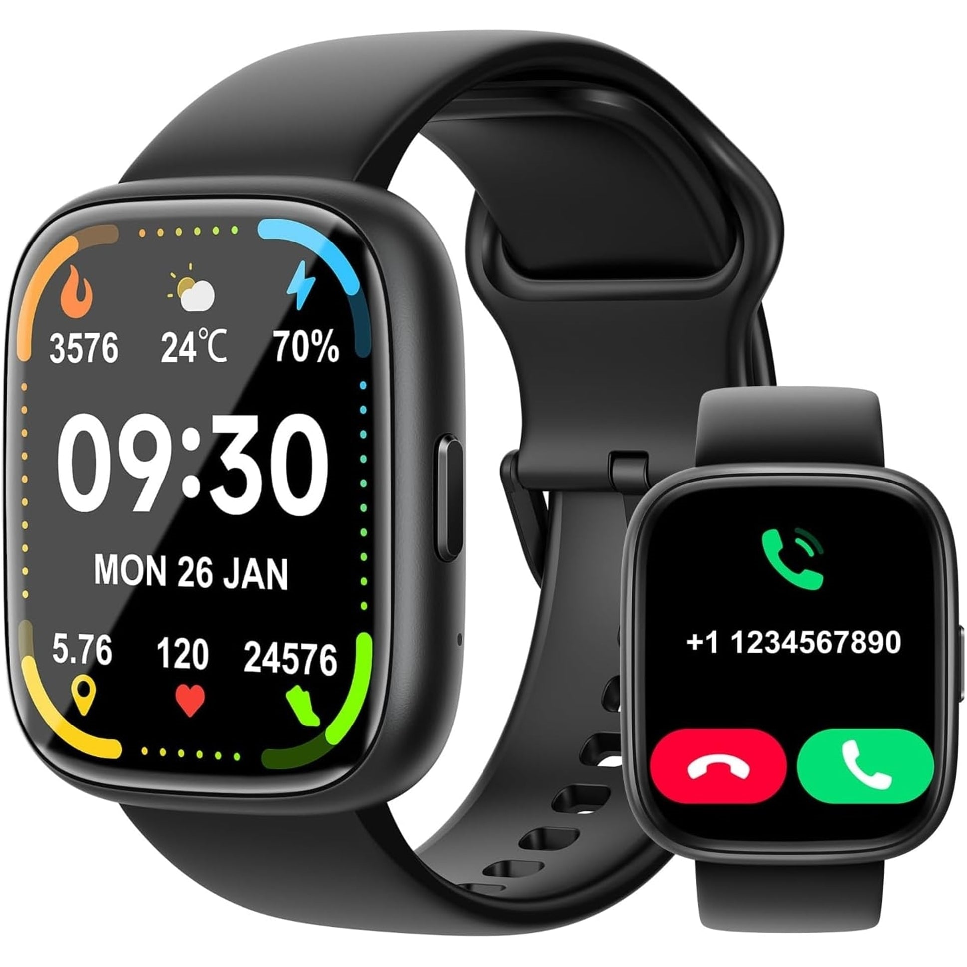 TOOBUR IDW26 Smart Watch 41mm Black Plastic Case with Silicone Sport Band