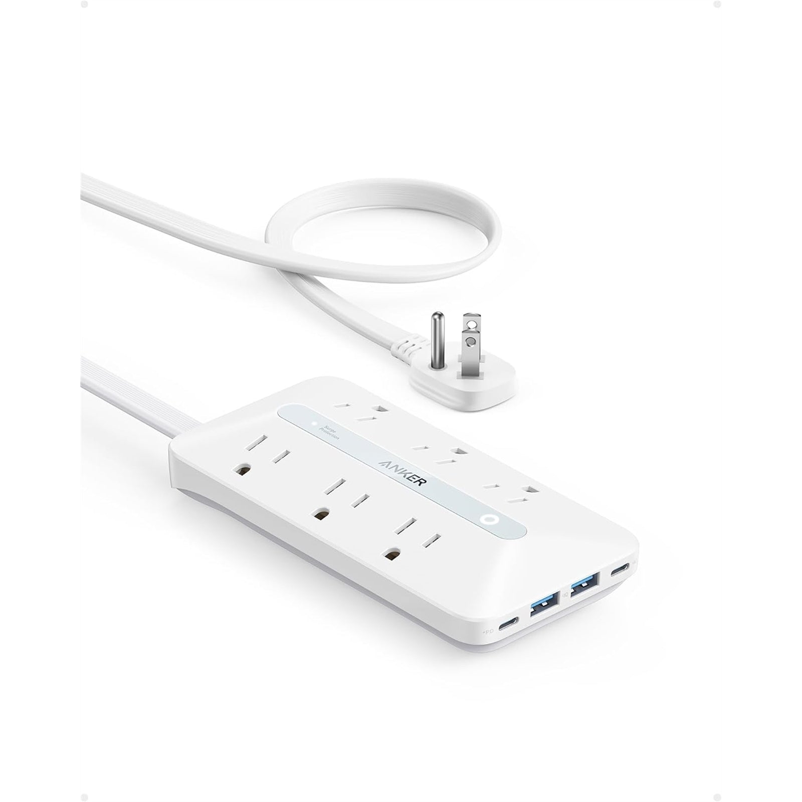 Anker A91F2111 10-Outlet 1875W 5 ft. Cord Surge Protector, White