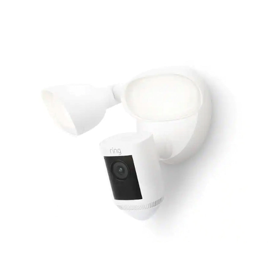 Ring Floodlight Cam Pro with 2K Video and Ring Vision, 2 LED Lights- Wire- White