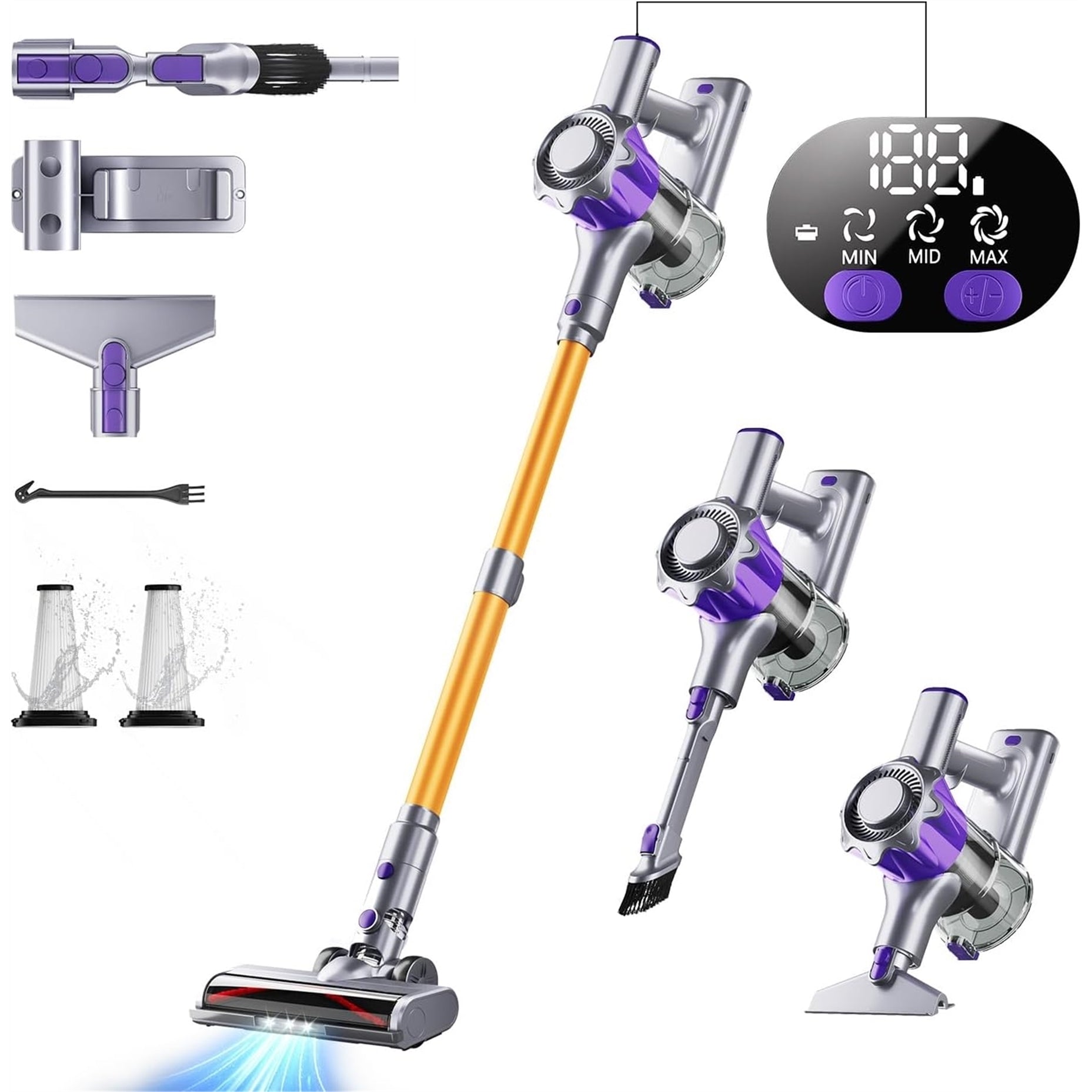 Mbyulo EHBR-A001-V01 Cordless Bagless Cordless HEPA Vacuum, Blue (Used - Good)