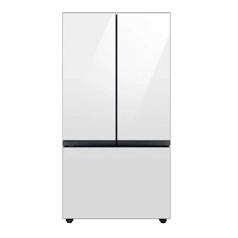 Samsung - BESPOKE 30 cu. ft. 3-Door French Door Smart Refrigerator with Beverage Center -White Glass (New Open Box)