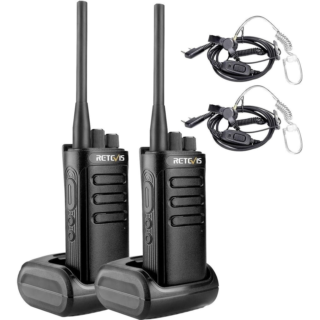 Retevis RB85 Walkie Talkies(2Pack) Bundle with Mic(2Pack), Black (New Open Box)