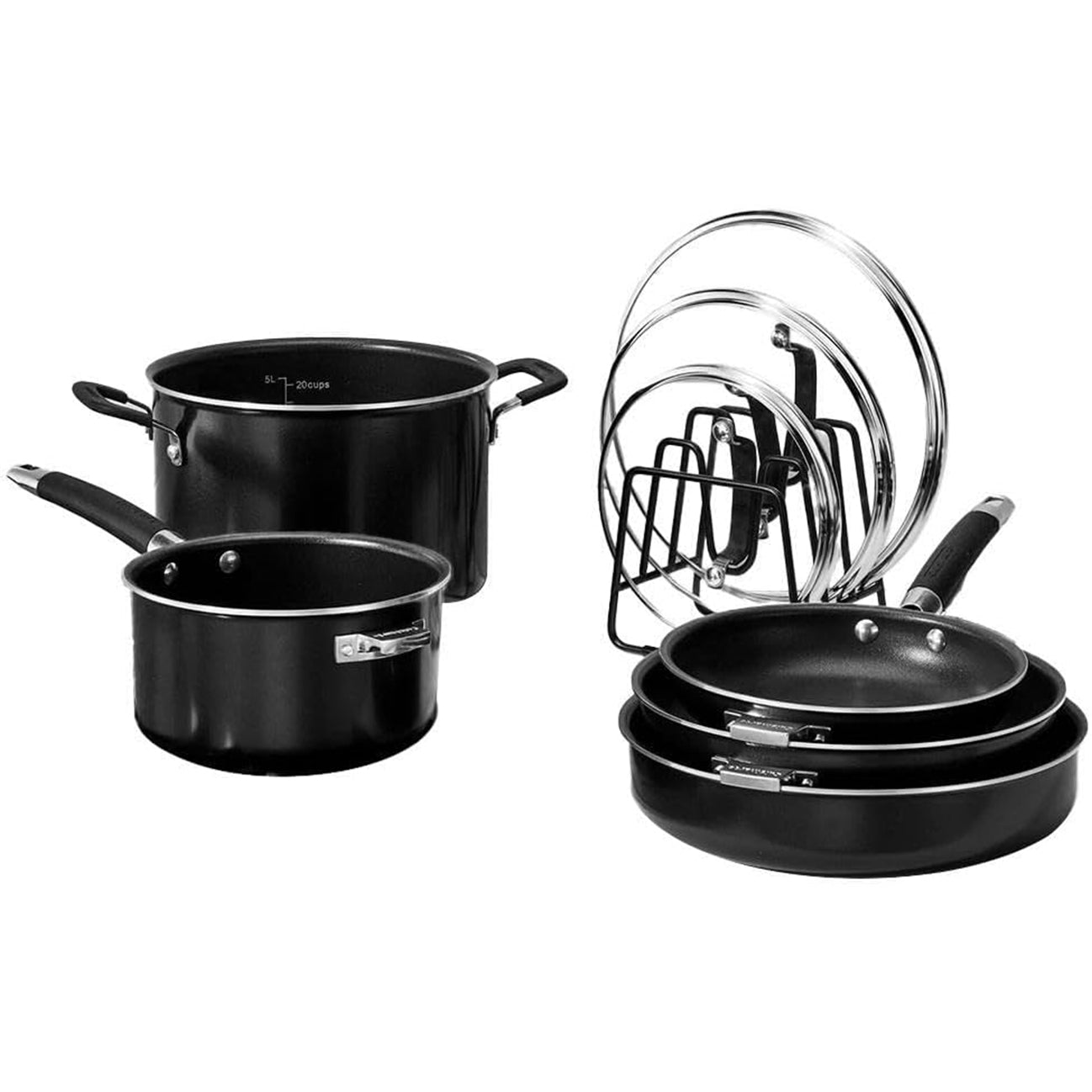 Cuisinart N51 SmartNest Nonstick Aluminum 9-Piece Set (Black) (New Open Box)