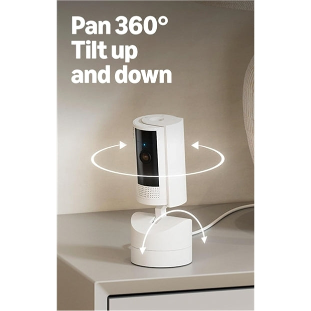 Ring Pan-Tilt Indoor Cam (newest model) 360° pan coverage, HD video White (Wired)