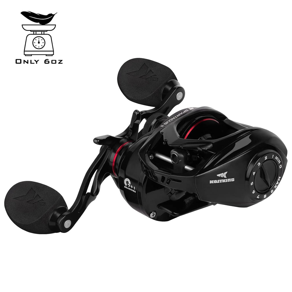 KastKing Right Fishing Reel 6oz 17.6 LB Carbon Fiber Drag 7.2:1 Gear Ratio Spartacus ll, Black