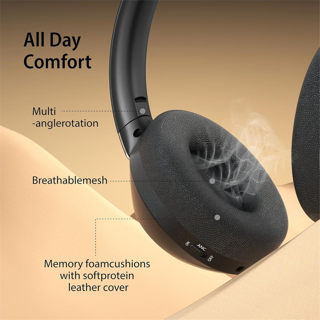 EAORUL H30 Bluetooth Wireless Over-Ear Headphones, Black