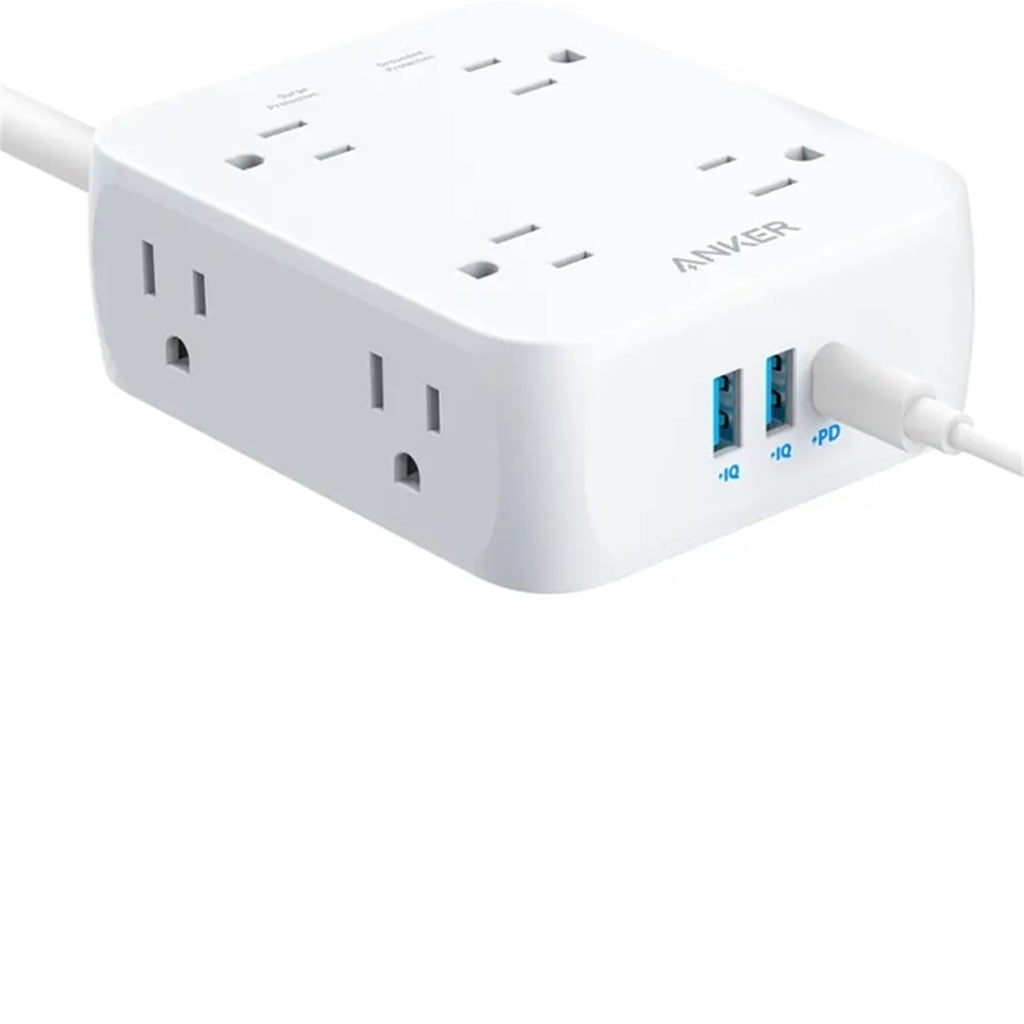 Anker A9183-123 8-Outlet 1875W 5 ft. Cord Surge Protector, White (New Open Box)