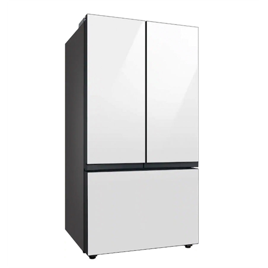Samsung - BESPOKE 30 cu. ft. 3-Door French Door Smart Refrigerator with Beverage Center -White Glass (New Open Box)