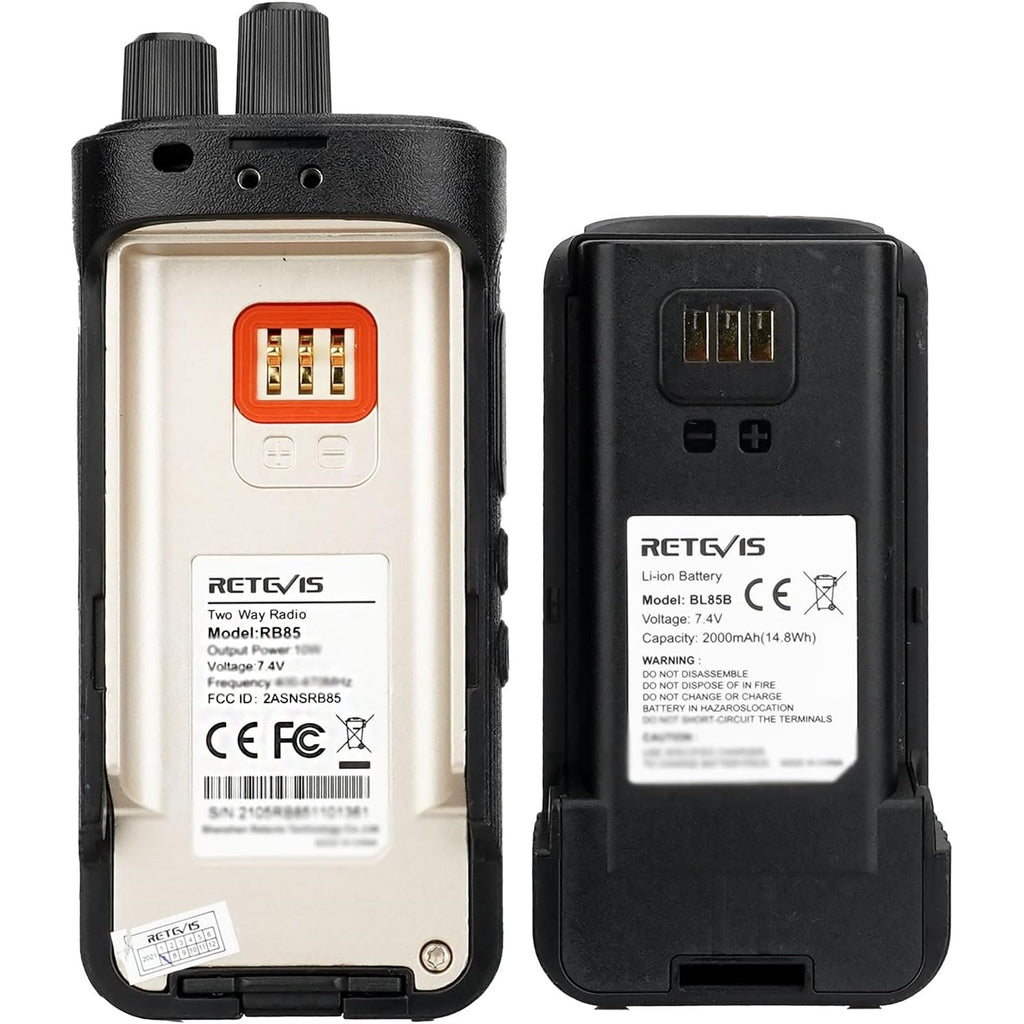 Retevis RB85 Walkie Talkies(2Pack) Bundle with Mic(2Pack), Black (New Open Box)