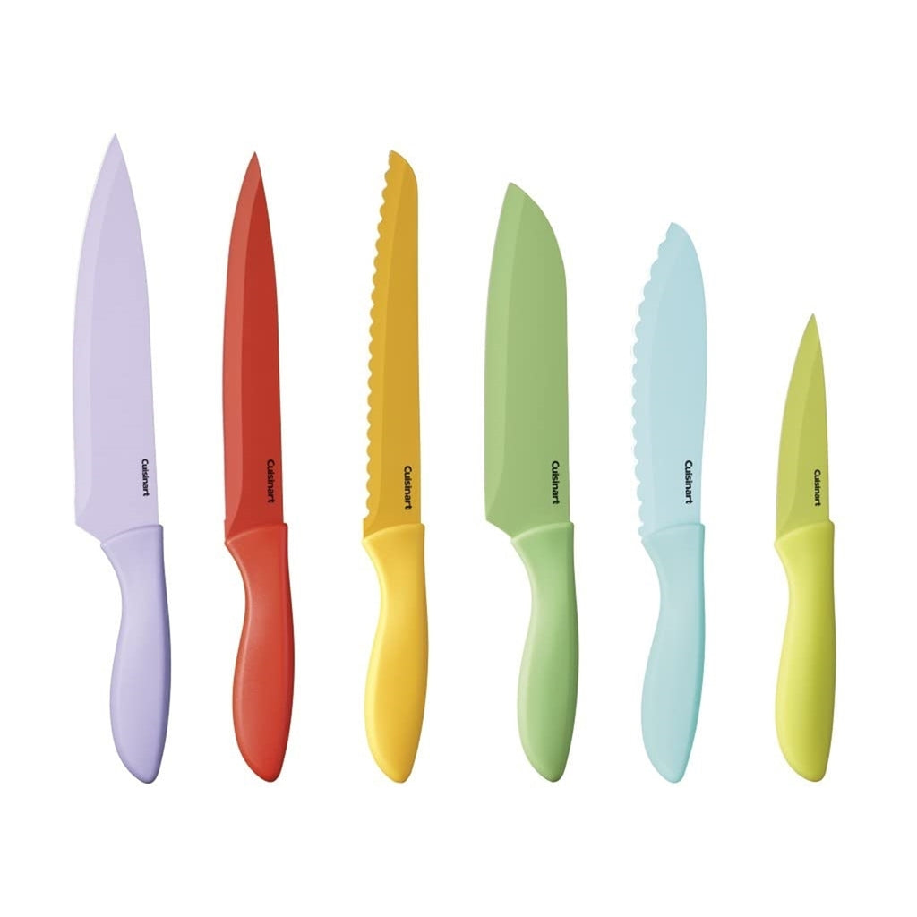 Cuisinart C55-12PCGW 12-Piece Ceramic Coated Color Knife Set with Blade Guards, Multi (New Open Box)