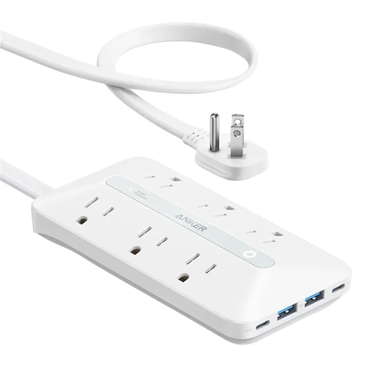 Anker A91F2121 6-Outlet 1875W 5 ft. Cord Surge Protector, White