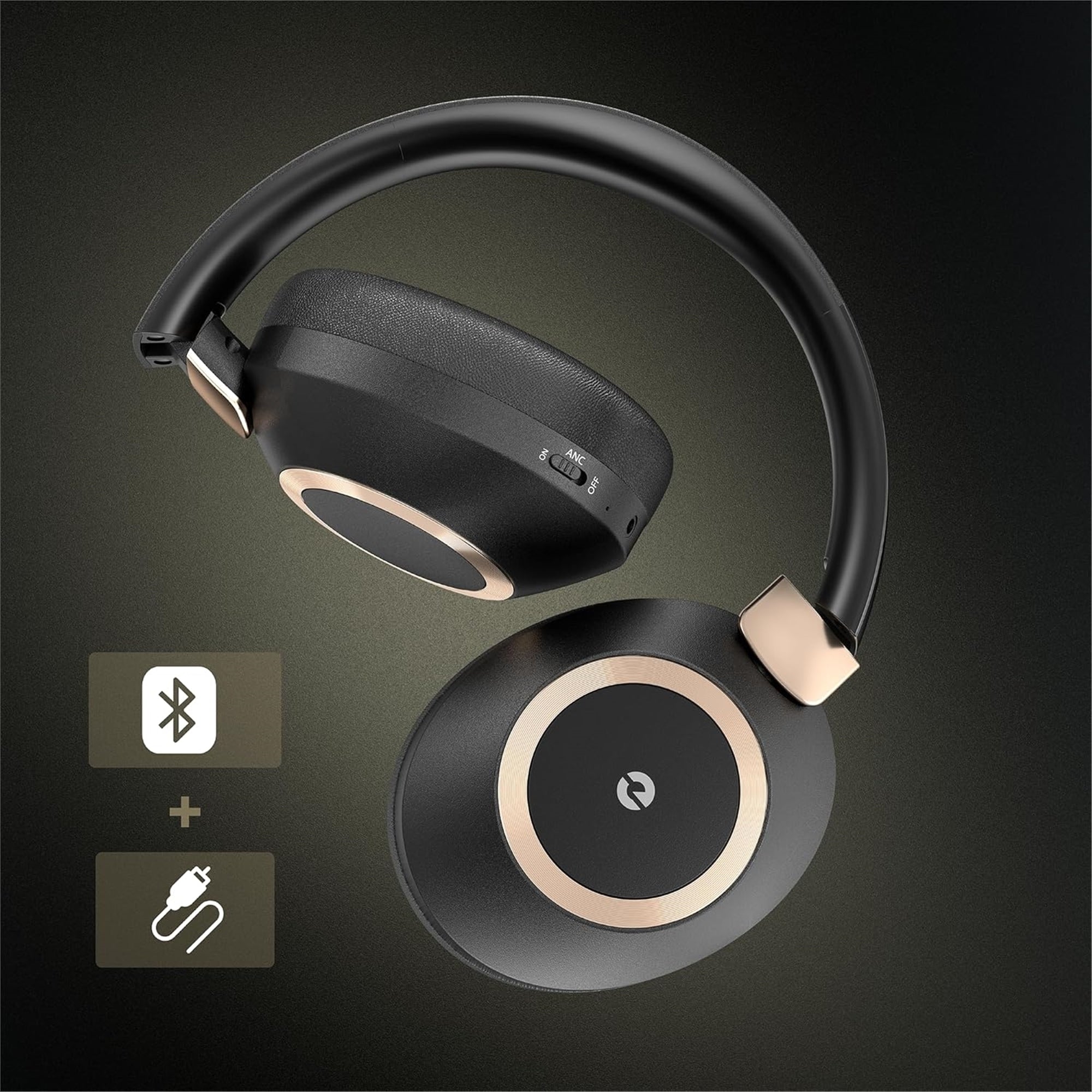 EAORUL H30 Bluetooth Wireless Over-Ear Headphones, Black
