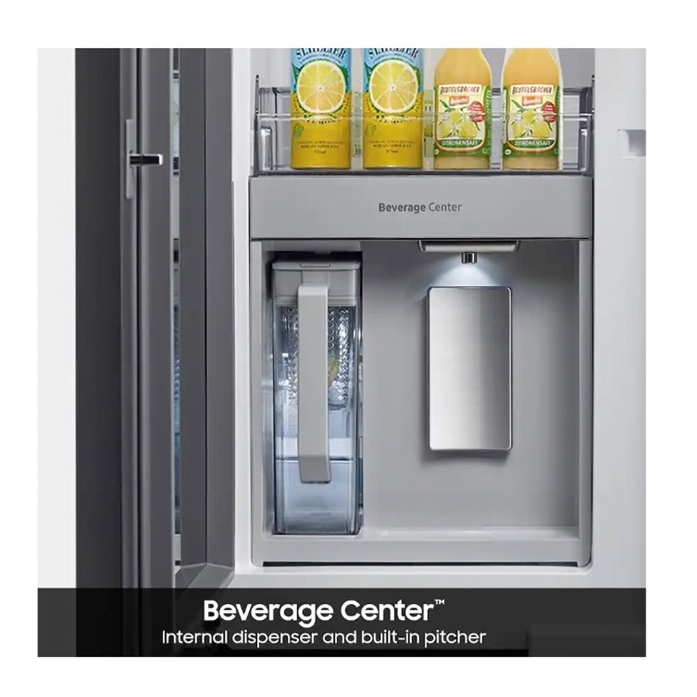 Samsung - BESPOKE 30 cu. ft. 3-Door French Door Smart Refrigerator with Beverage Center -White Glass (New Open Box)