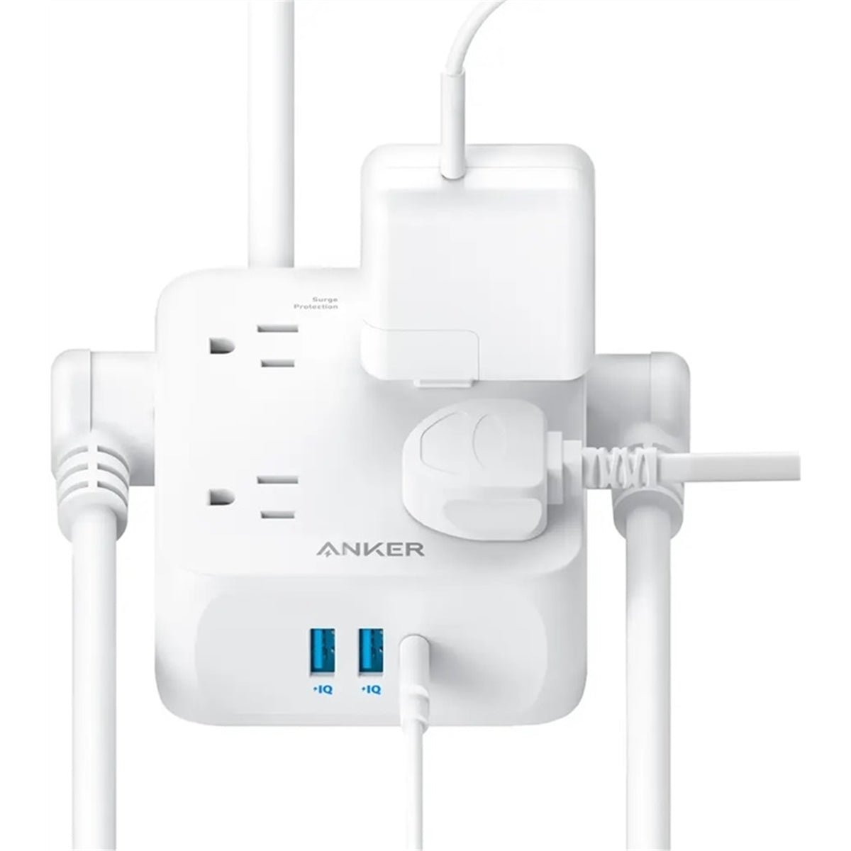 Anker A9183-123 8-Outlet 1875W 5 ft. Cord Surge Protector, White (New Open Box)