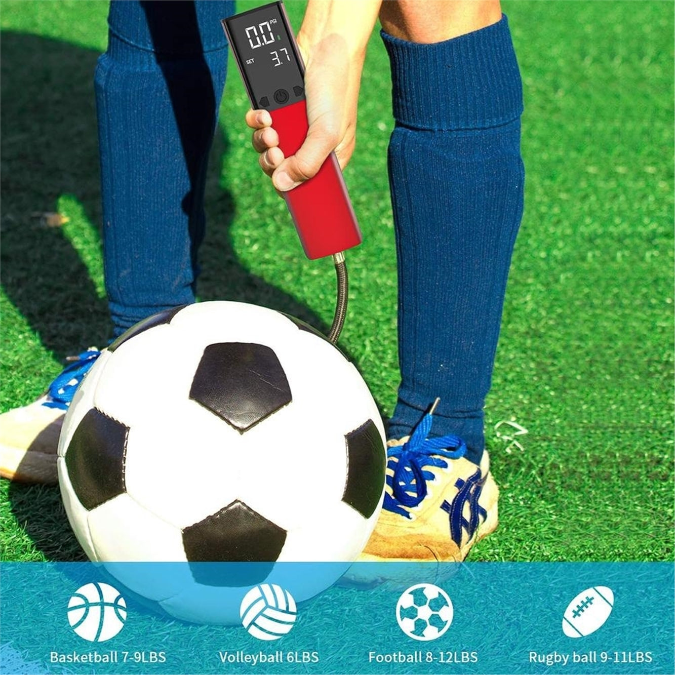 Pumteck Electric Ball Pump, Smart Air Pump Portable Fast Ball Inflatio, Red