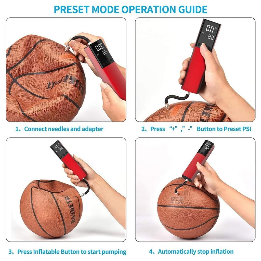 Pumteck Electric Ball Pump, Smart Air Pump Portable Fast Ball Inflatio, Red