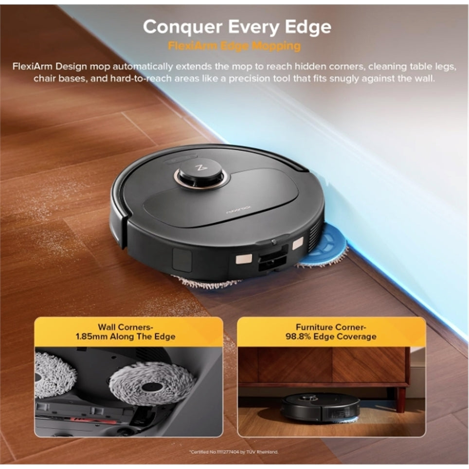 ROBOROCK Qrevo S5V Robot Vacuum and Mop, FlexiArm Edge Mopping 12,000Pa Suction- Black (New Open Box)
